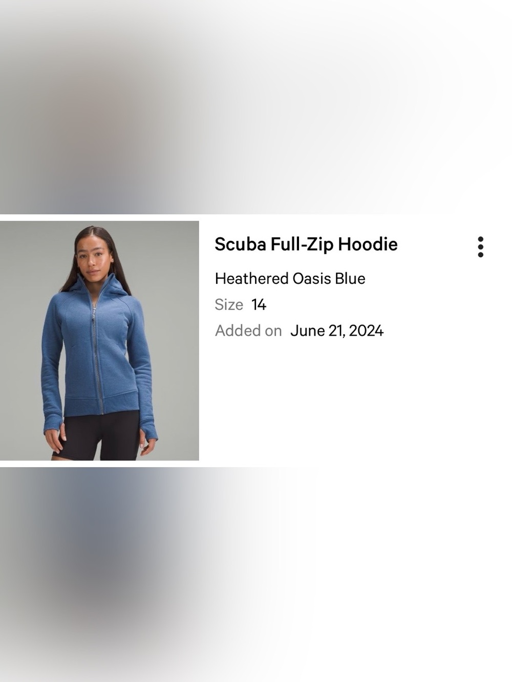 Lululemon Scuba Full Zip Hoodie - Size 14 Heathered Oasis Blue